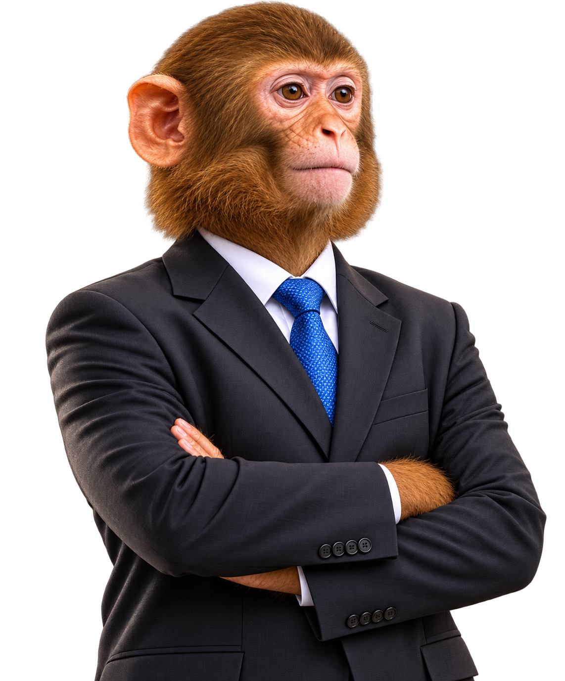 Suited stonkape character — calm ape in business attire